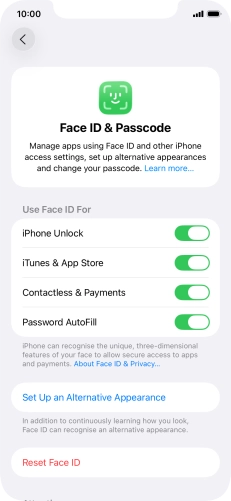 Press the indicators next to the required settings to turn them on or off.