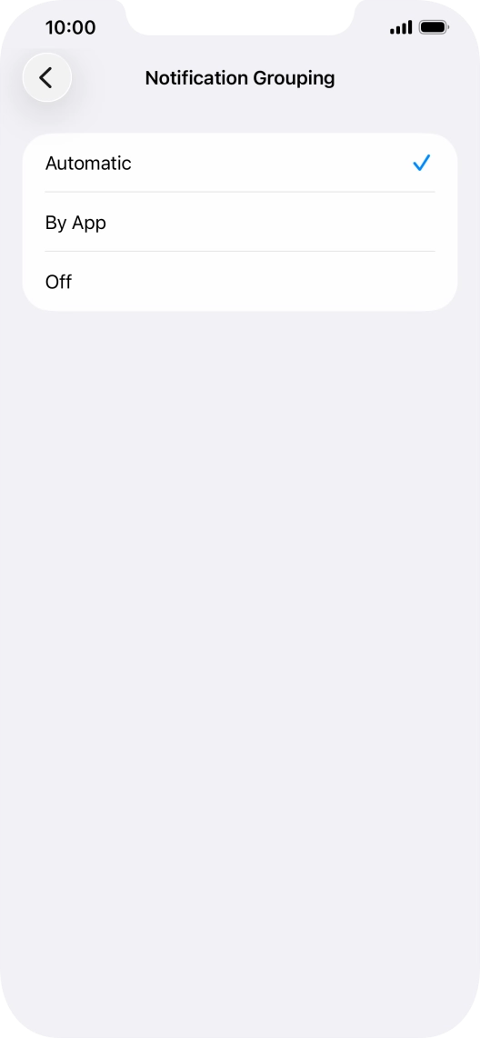 Press the required setting.