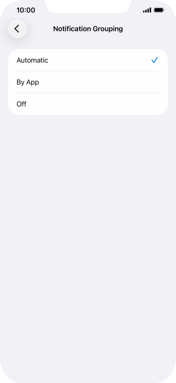 Press the required setting.