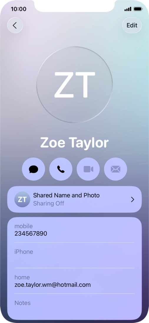 Press Shared Name and Photo.