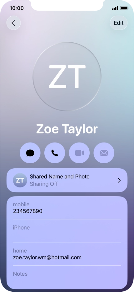 Press Shared Name and Photo.