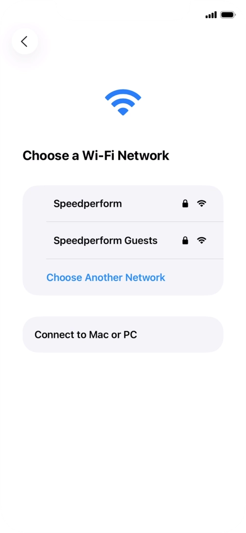 Press the required Wi-Fi network.