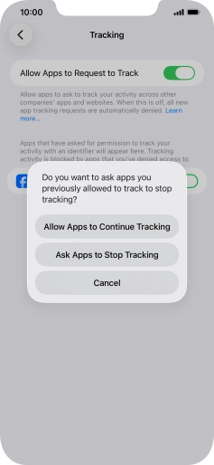 If you turn off the function, press the required setting.