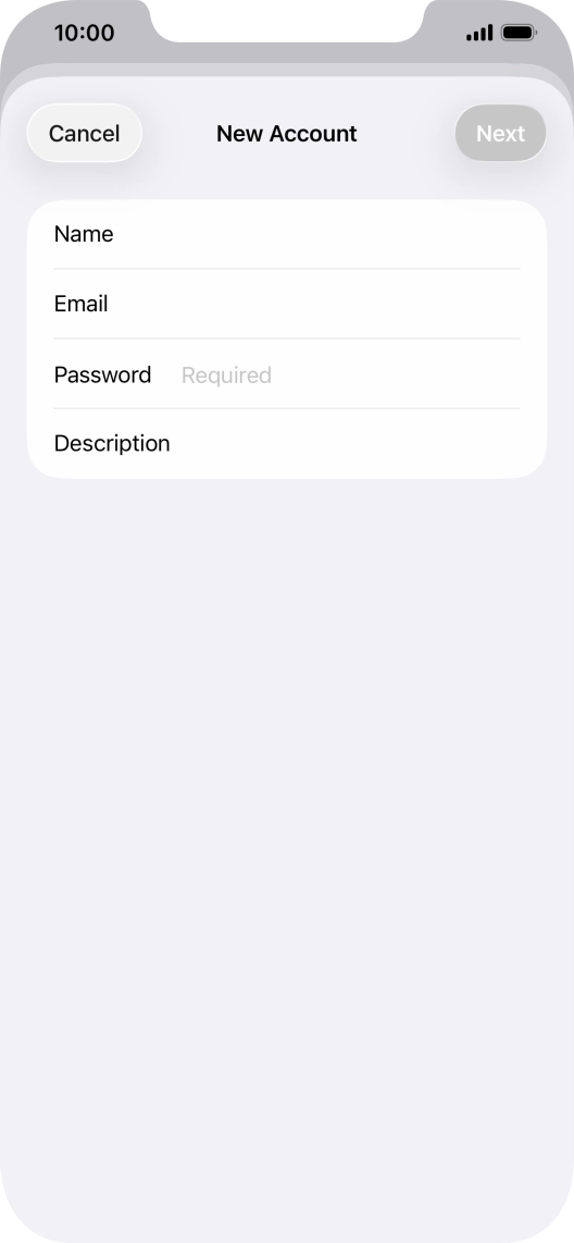 Press Password and key in the password for your email account.