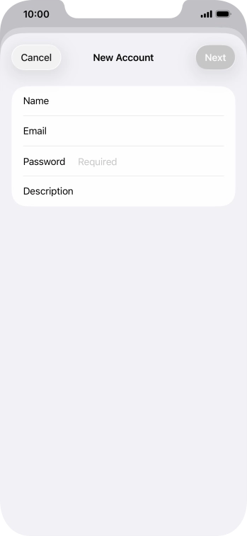 Press Password and key in the password for your email account.