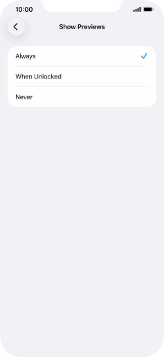 To select notification preview on the lock screen, press Always.