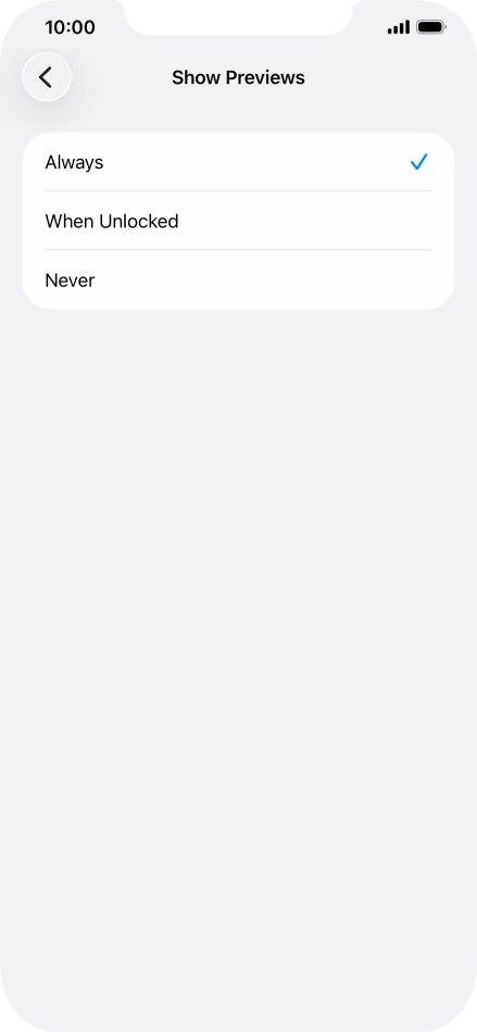 To select notification preview on the lock screen, press Always.