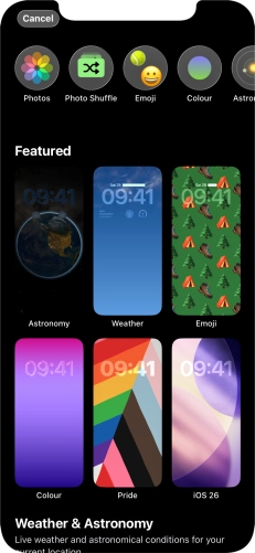 Press the required category and follow the instructions on the screen to select the required background image.
