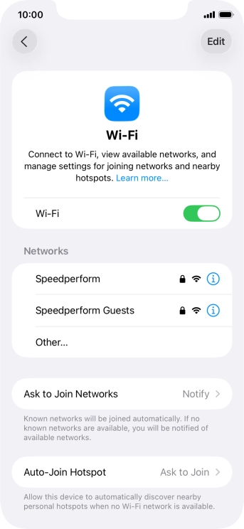Press the required Wi-Fi network and key in the password for the Wi-Fi network.