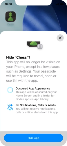 Press Hide App.