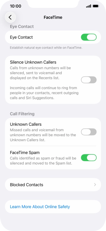 Press Blocked Contacts.