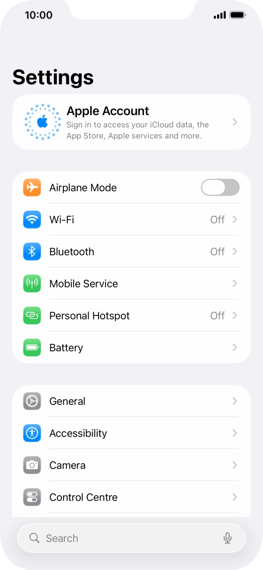 Press Apple Account.