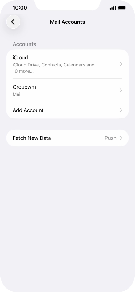 Press the name of the email account you've just set up.
