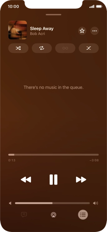 Press the shuffle icon to turn the function on or off.