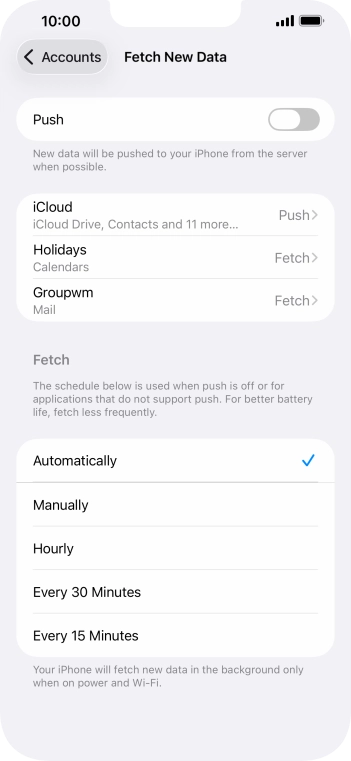 If you turn off the function, press the required setting.