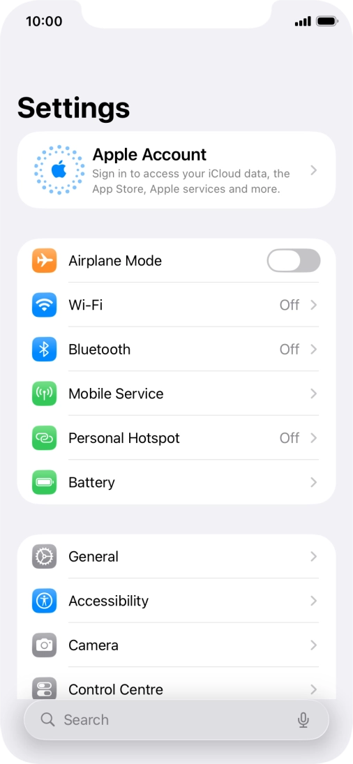 Press Apple Account.