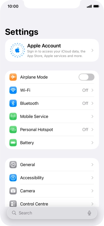 Press Apple Account.