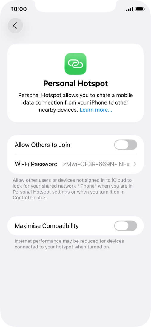 Press Wi-Fi Password and key in the required password.