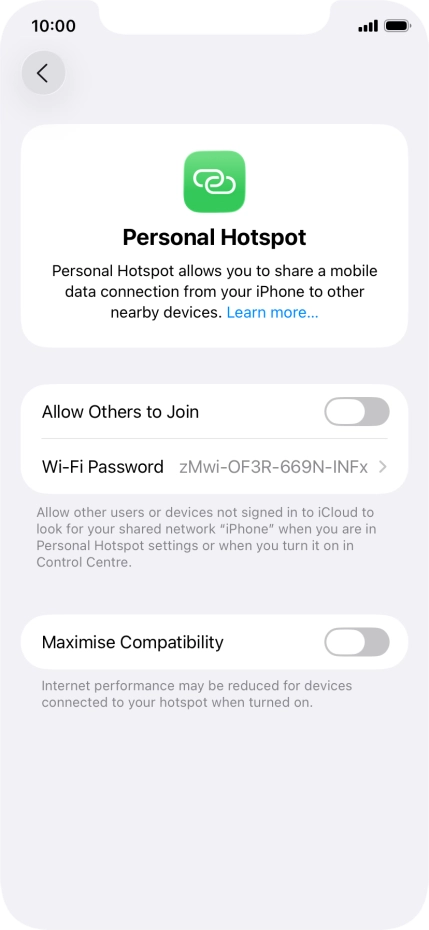 Press Wi-Fi Password and key in the required password.