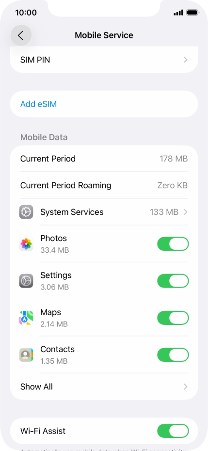 The total data usage is displayed next to Current Period.