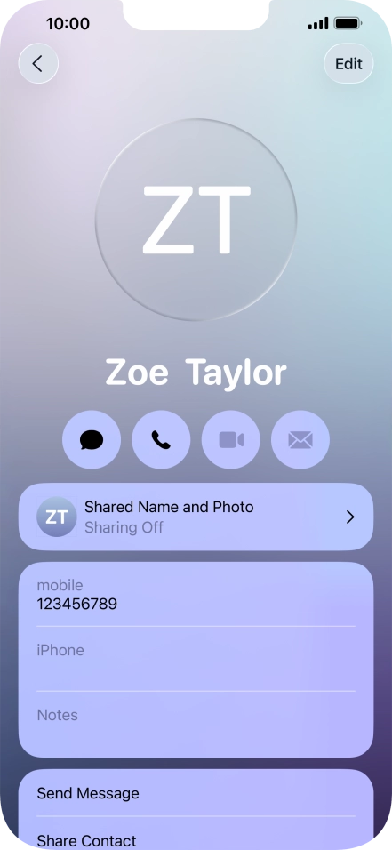 Press Shared Name and Photo.