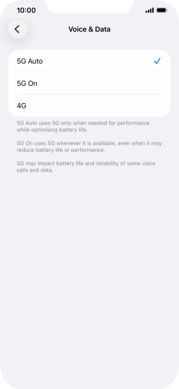 To turn on automatic switch between 5G and 4G, press 5G Auto.