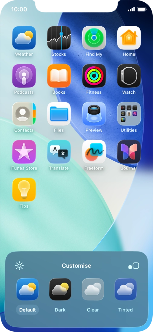 Press the required setting to select the size of app icons on the home screen.