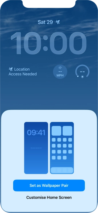 To use the same colour theme on the home screen, press Set as Wallpaper Pair.