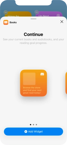 Slide your finger right or left on the screen to select the required widget size.