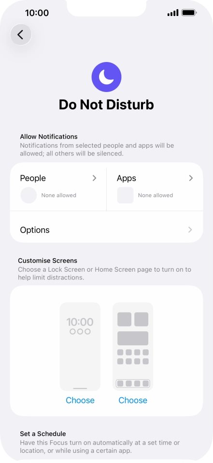 Press People and follow the instructions on the screen to select which contacts you would like to receive calls and notifications from when Do Not Disturb is turned on.