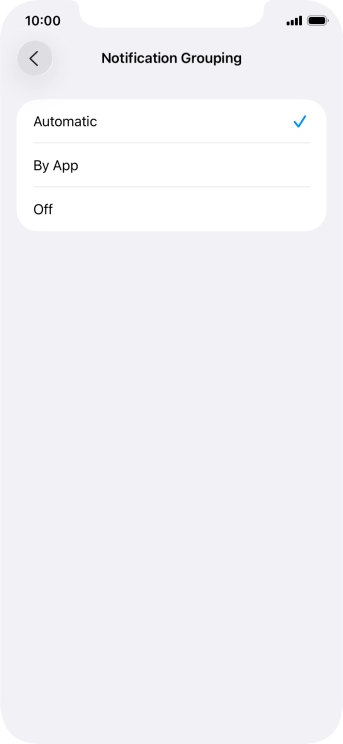 Press the required setting.