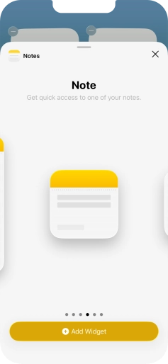 Slide your finger right or left on the screen to select the required widget size.