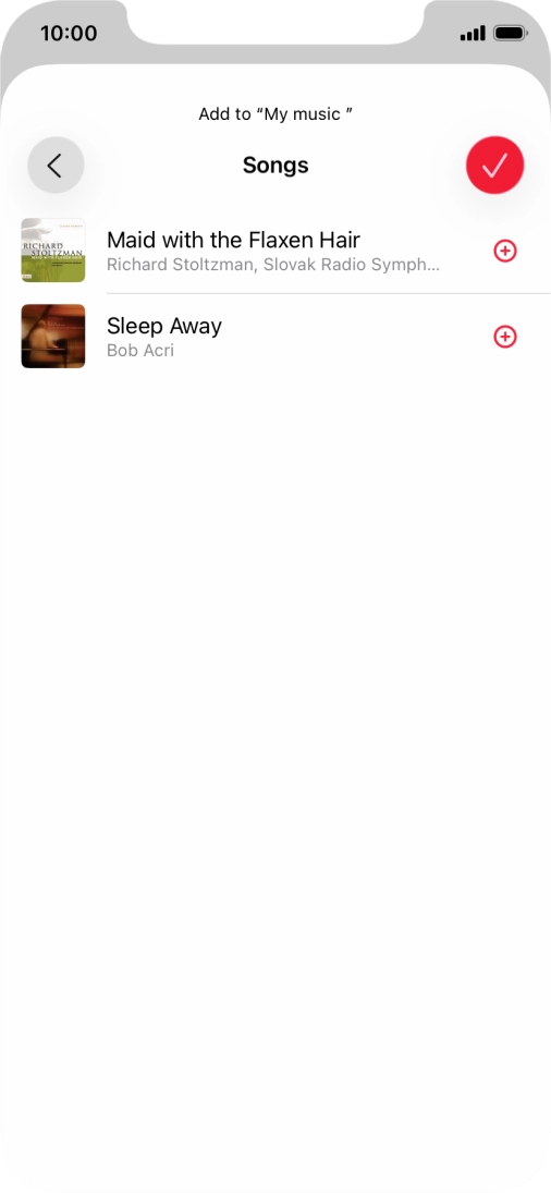 Go to the required category and press the add icon next to the required audio file.