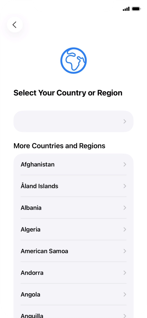Press the required country or area.