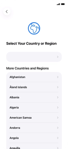 Press the required country or area.