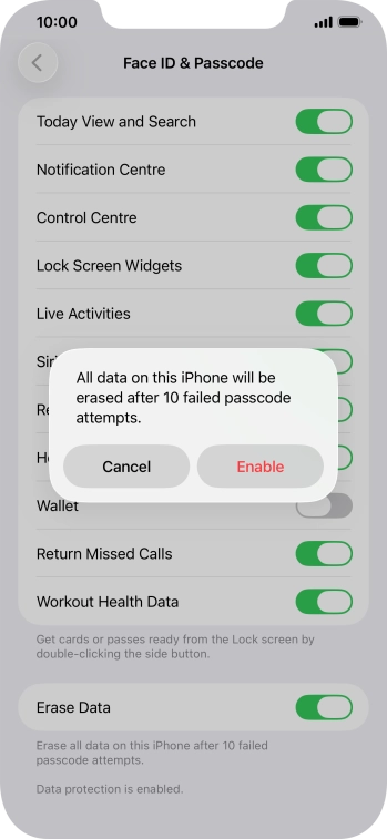If you turn on the function, press Enable.