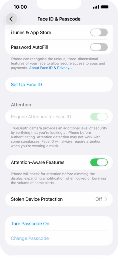 Press Turn Passcode On and key in a phone lock code of your own choice twice.