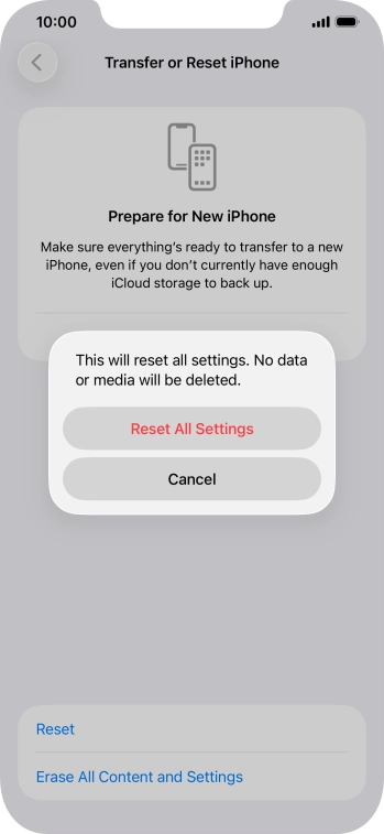 Press Reset All Settings.