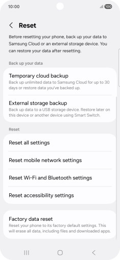 Press Factory data reset.