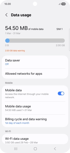 The total data usage is displayed.