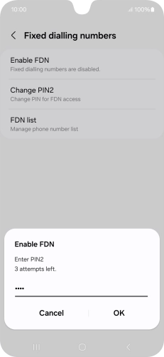 Key in your PIN2 and press OK. The default PIN2 is 0000.