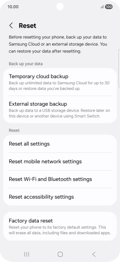 Press Factory data reset.