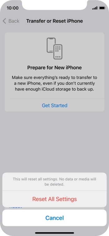 Press Reset All Settings.