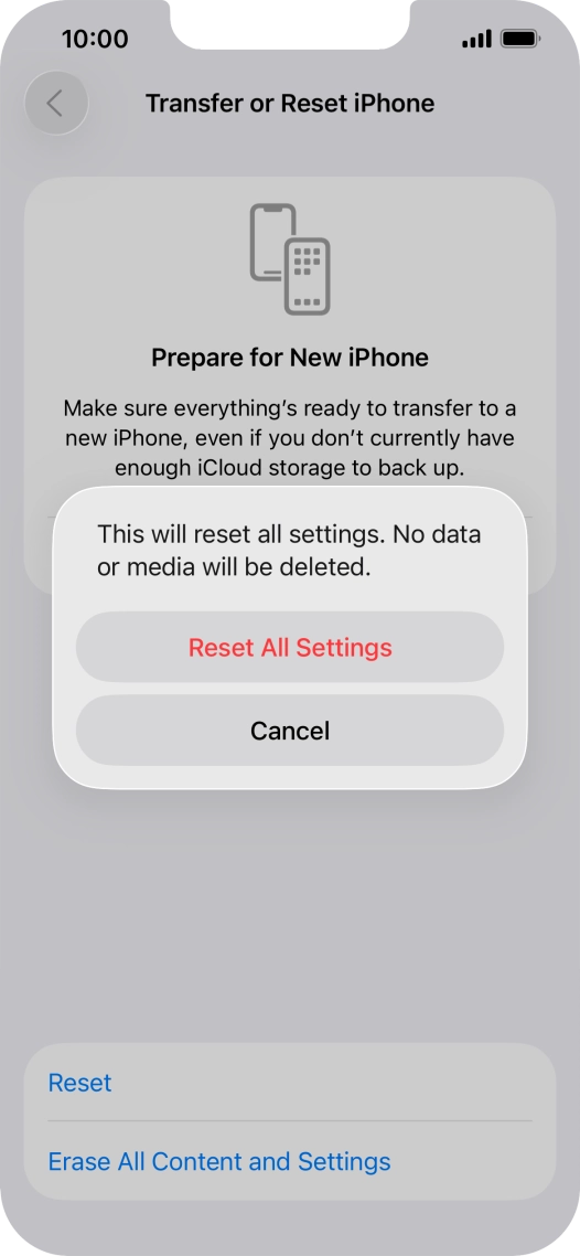 Press Reset All Settings.