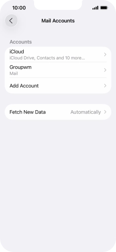 Press the name of the email account you've just set up.