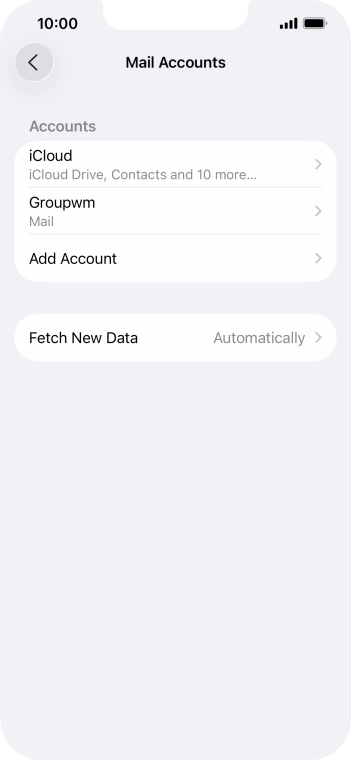 Press the name of the email account you've just set up.