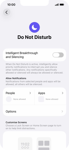 Press People and follow the instructions on the screen to select which contacts you would like to receive calls and notifications from when Do Not Disturb is turned on.