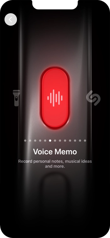 Slide your finger right or left on the screen to select the required function.