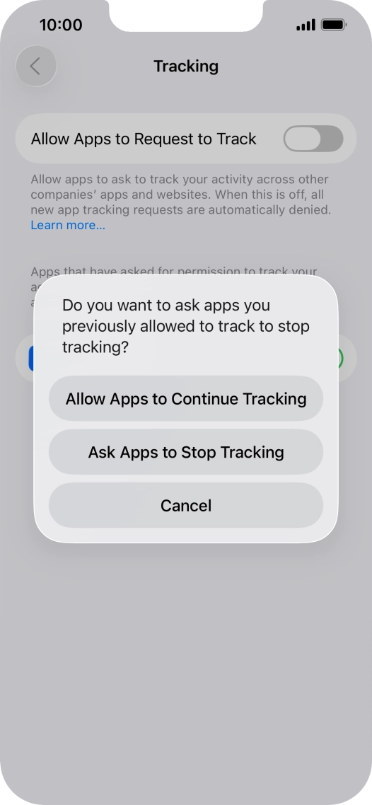 If you turn off the function, press the required setting.
