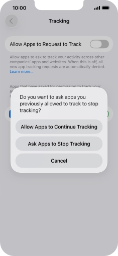 If you turn off the function, press the required setting.